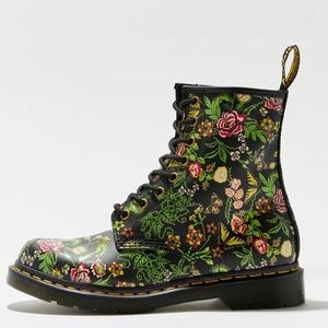 Dr. Martens Black Floral Combat Boots